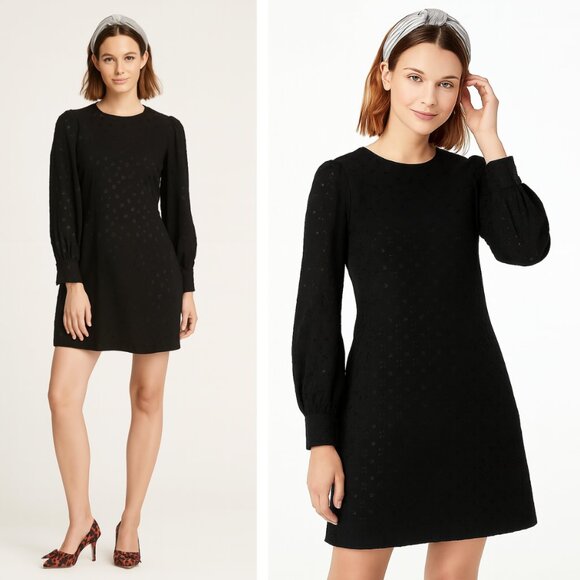 NEW J.Crew Shift Dress Jacquard Floral Dot Black Date Night Neutral Wedding LBD - Picture 1 of 7